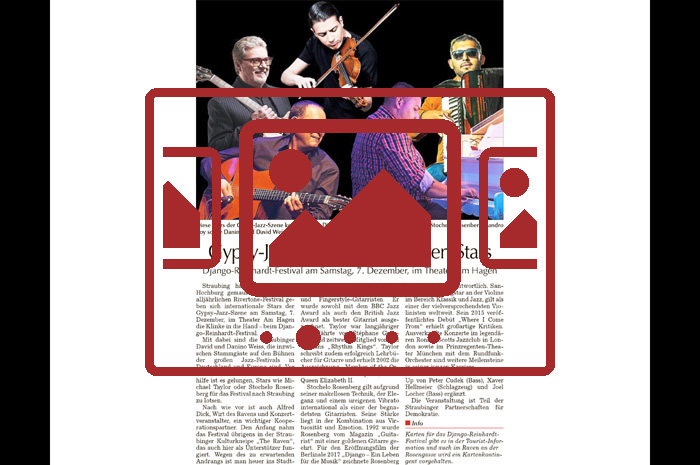 Das slideshow-Fenster zu den Presseberichten 'Das Django Reinhardt Festival 2019' anzeigen ...