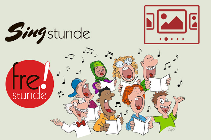 Das slideshow-Fenster mit begleitenden Bildern 'Singstunde mit Freistunde - Hingehen, mitsingen, glücklich sein' anzeigen ...